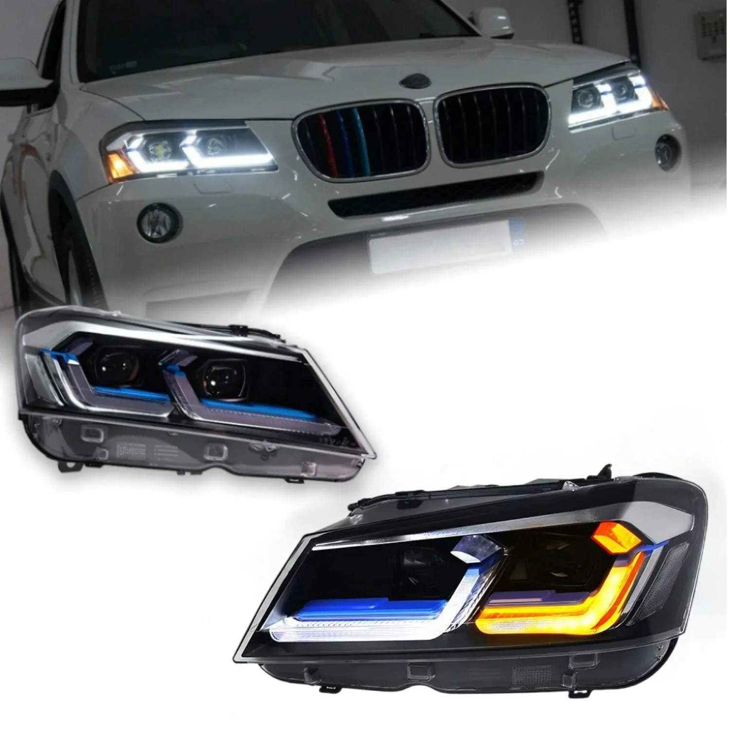 

X3 Series F25 2010-2013 LED Modified Headlight DRL Upgrade Front Lamp Turn Signal Angel Eye Daytime Running Lights for BMW