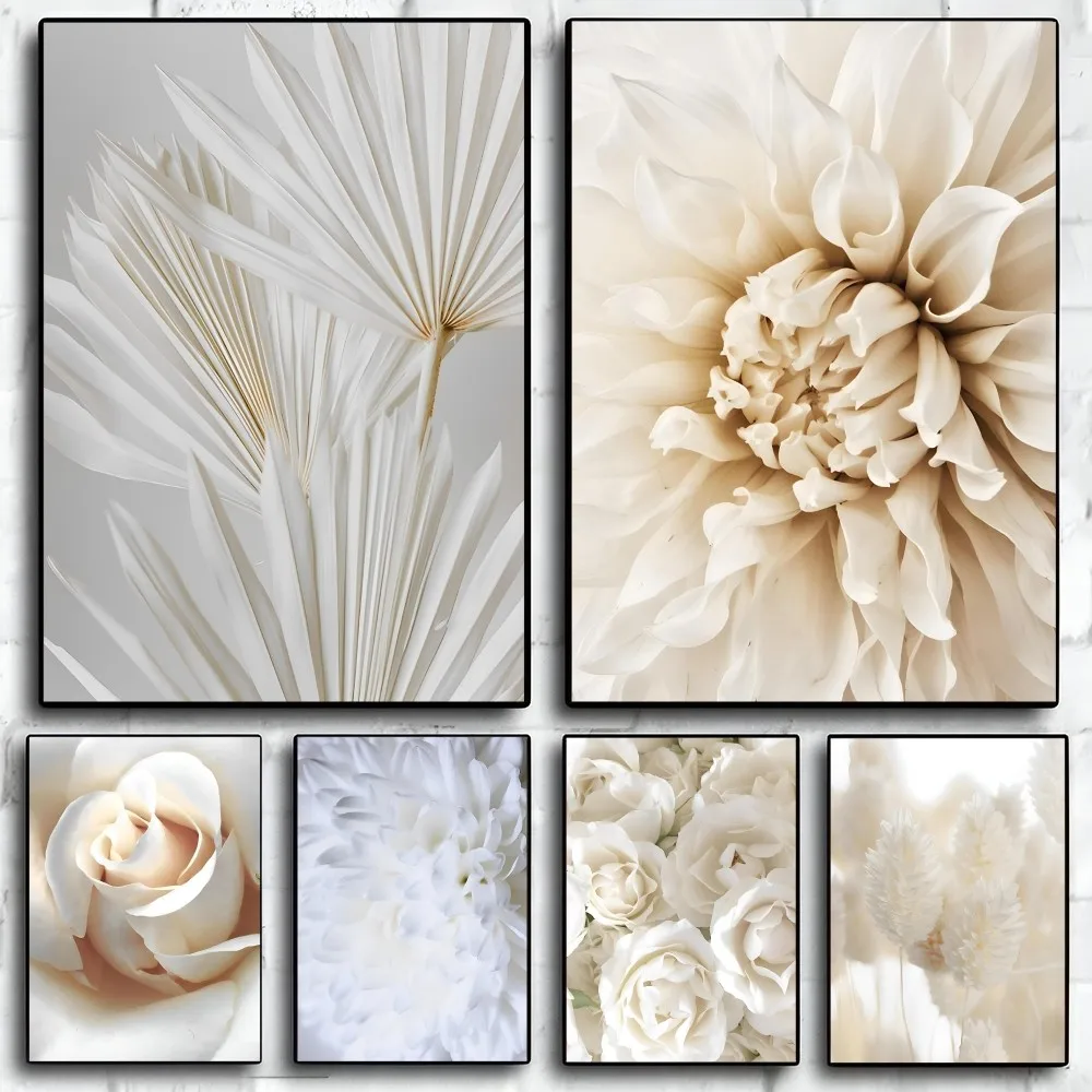 Pretty White Dahlia Rose Poster Paper Print Home Living Room Bedroom Entrance Bar Restaurant Cafe Art Painting Decoration