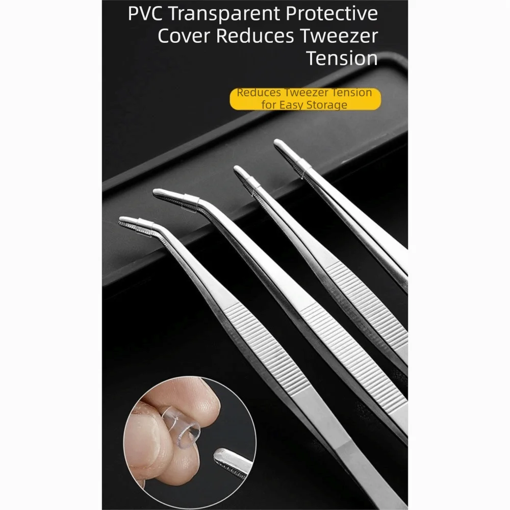 4Pcs Straight/Curved Tips Stainless Steel Tweezers 20cm Long Handle Aquarium Clean Tweezers Precision Anti-Rust