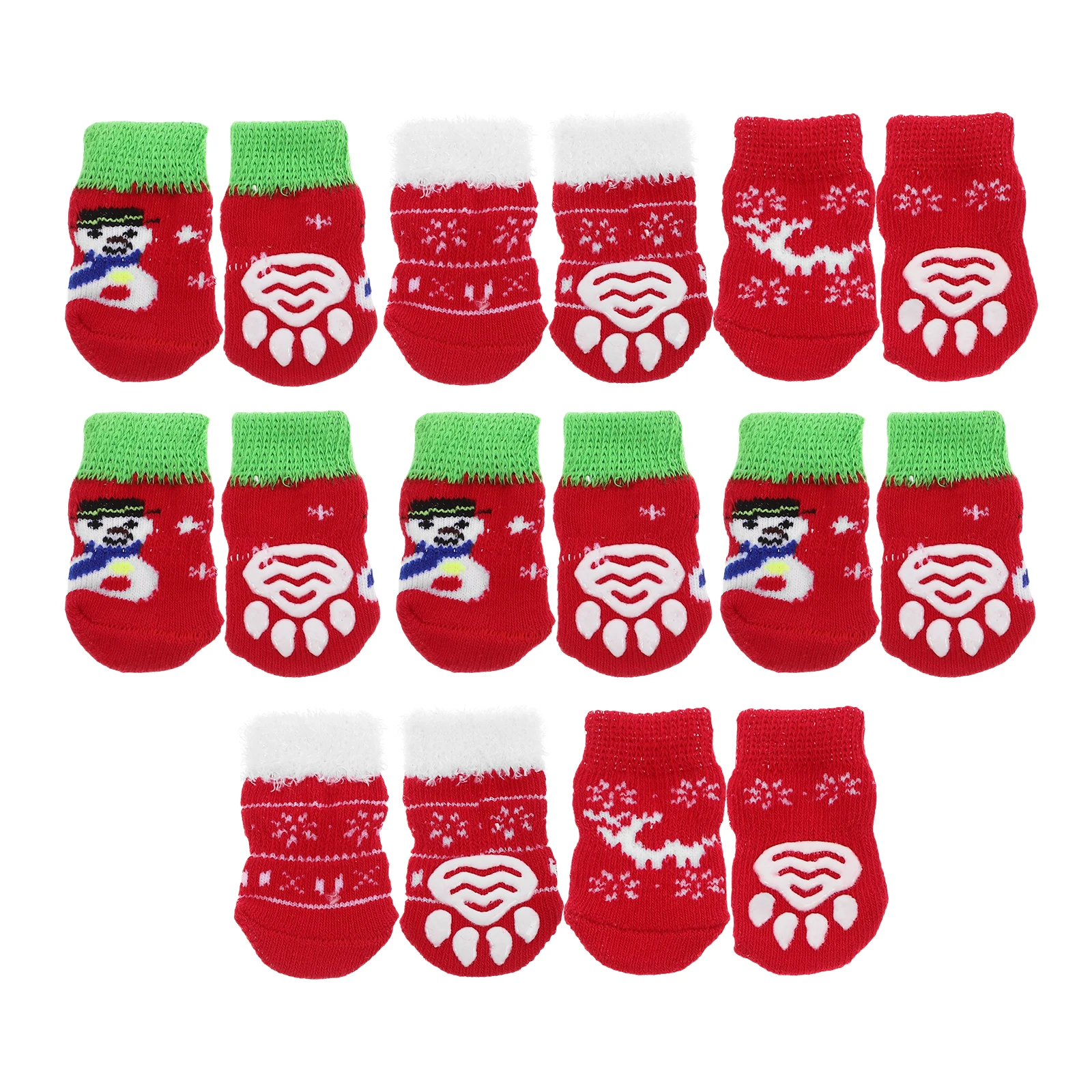 

4 set 4 Sets Pet Dog Cat Non-Slip Cotton Christmas Pattern Anti-Slip Snow Cold Ice Salt Protection Lightweight