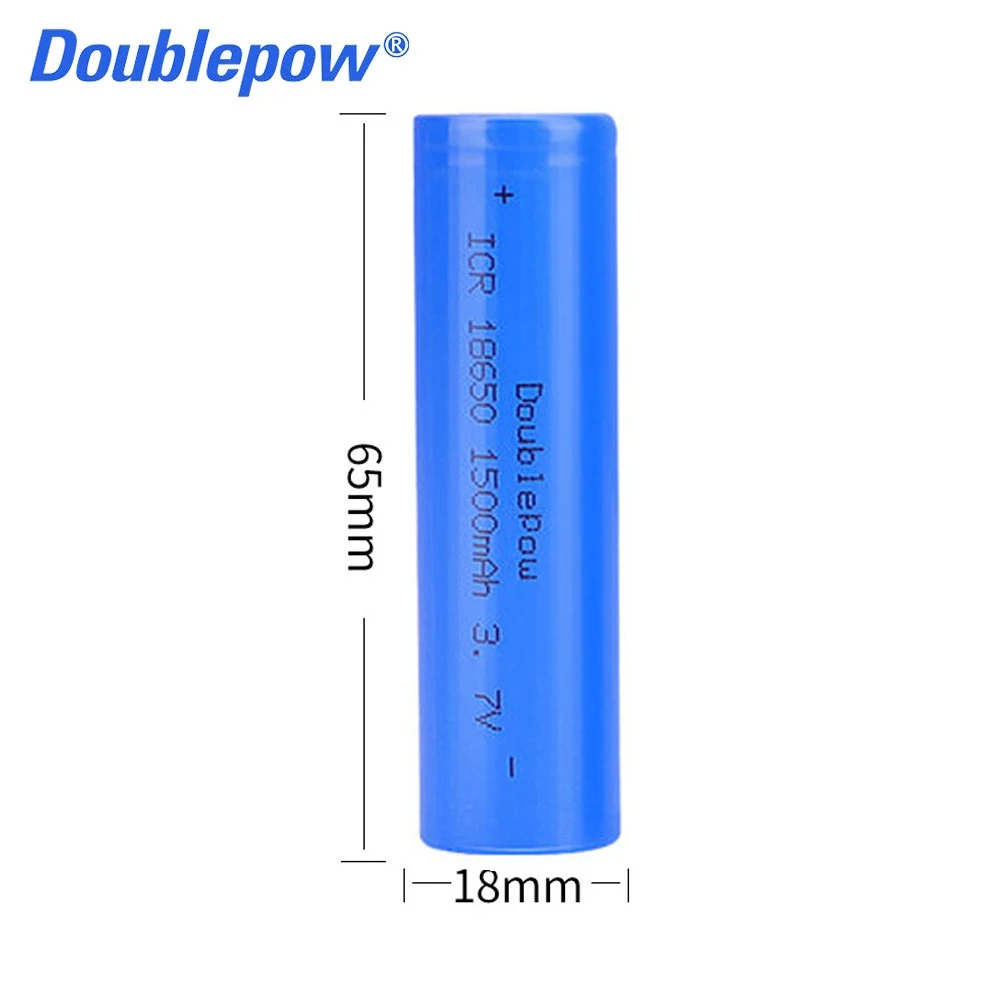 DOUBLEPOWER 1pcs 18650 Battery 3.7V 1500mah Flat Head Rechargeable Lilon Lithium Battery For Flashlight Electrical Tool