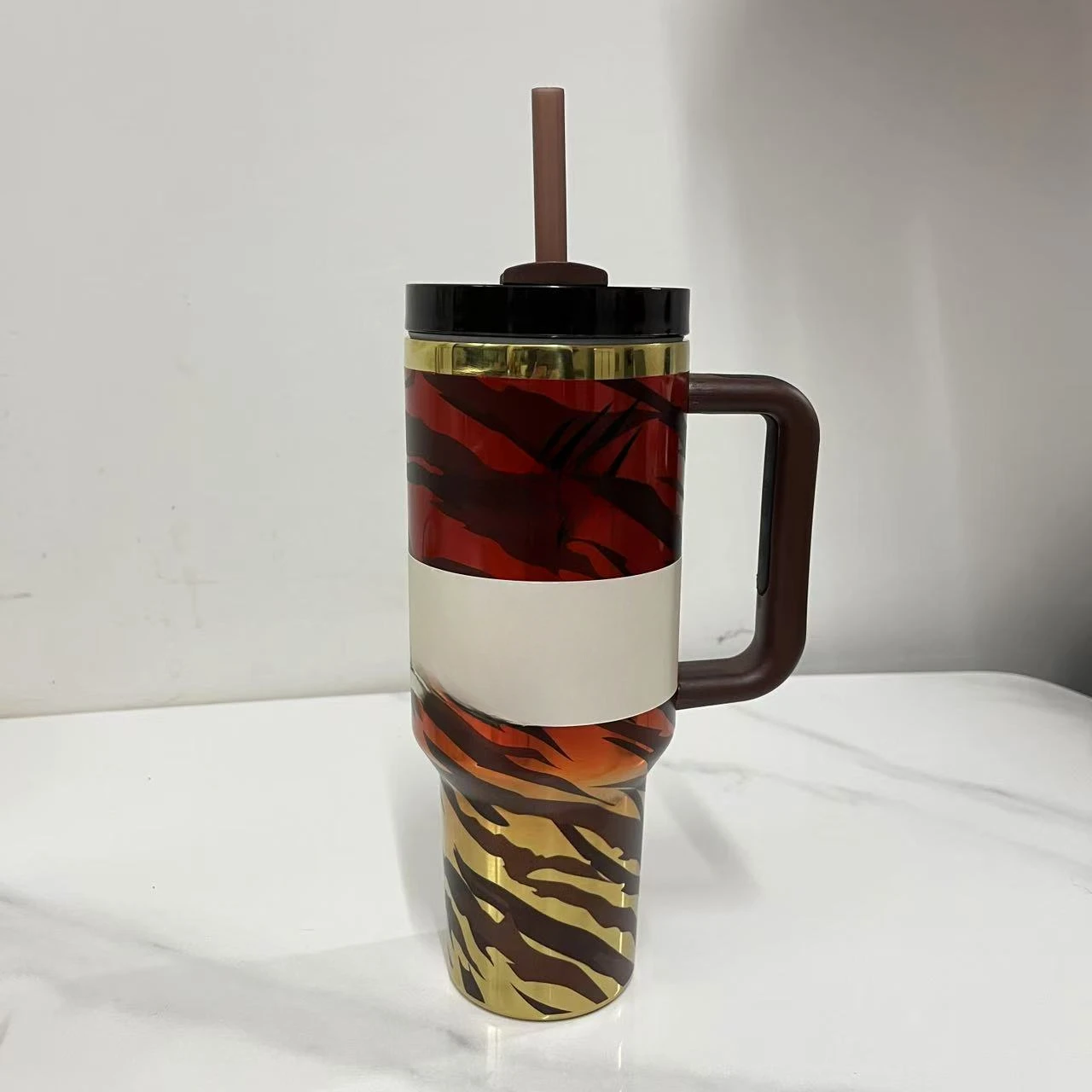 New Style Tumbler with Handle & Straw 40 oz Twist On 3Way Lid Cupholder Compatible for Travel  Insulated Stainless Steel Cup