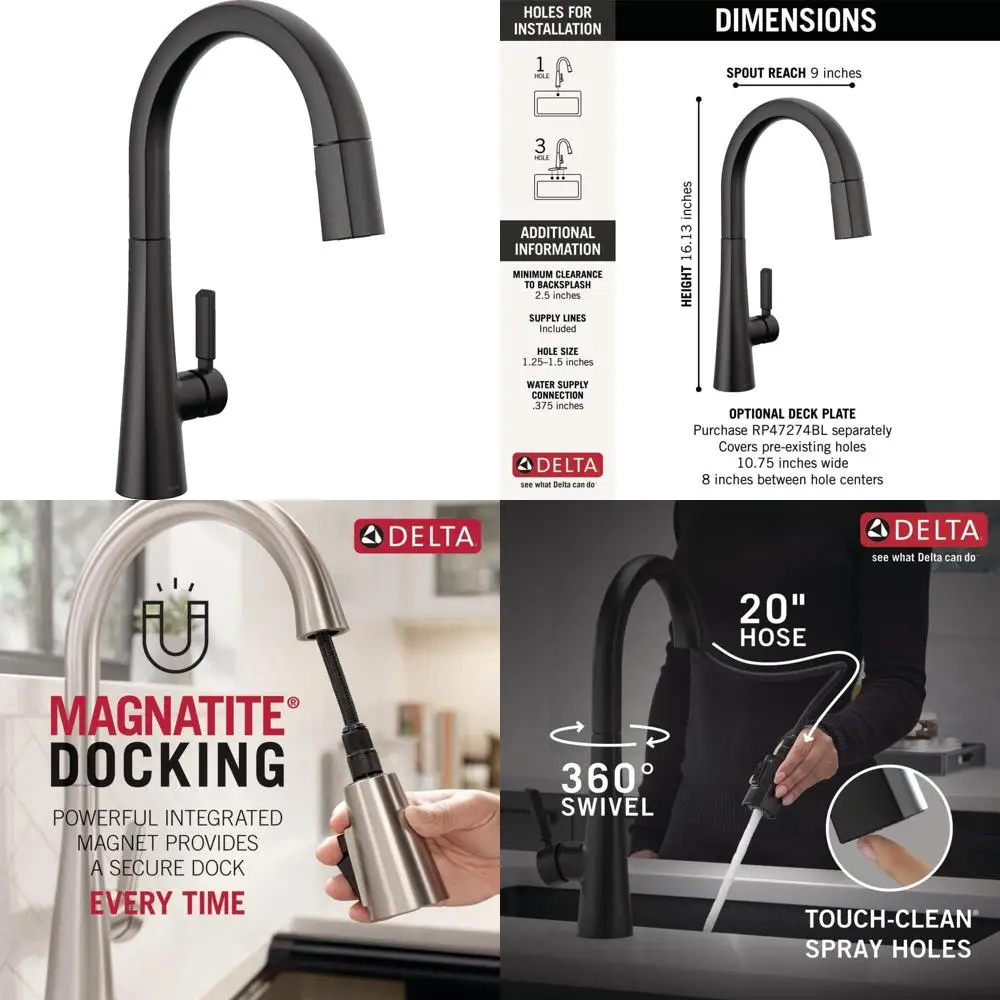 Pull Down Spray Kitchen Sink Faucet in Matte Black with Magnetic Docking for Modern Kitchens