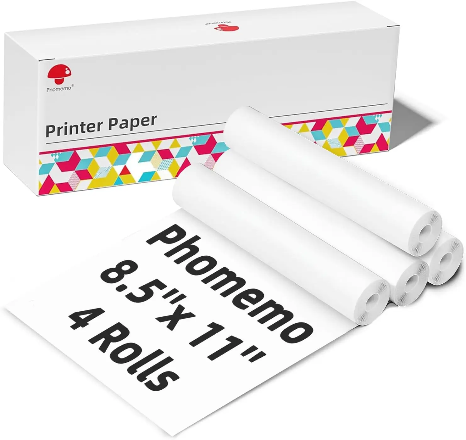 Phomemo M832 kertas termal 8.5 inci x 11 inci 4 gulungan, kertas Printer huruf US cepat kering kompatibel dengan Printer M08F-Letter M832 M835 M834