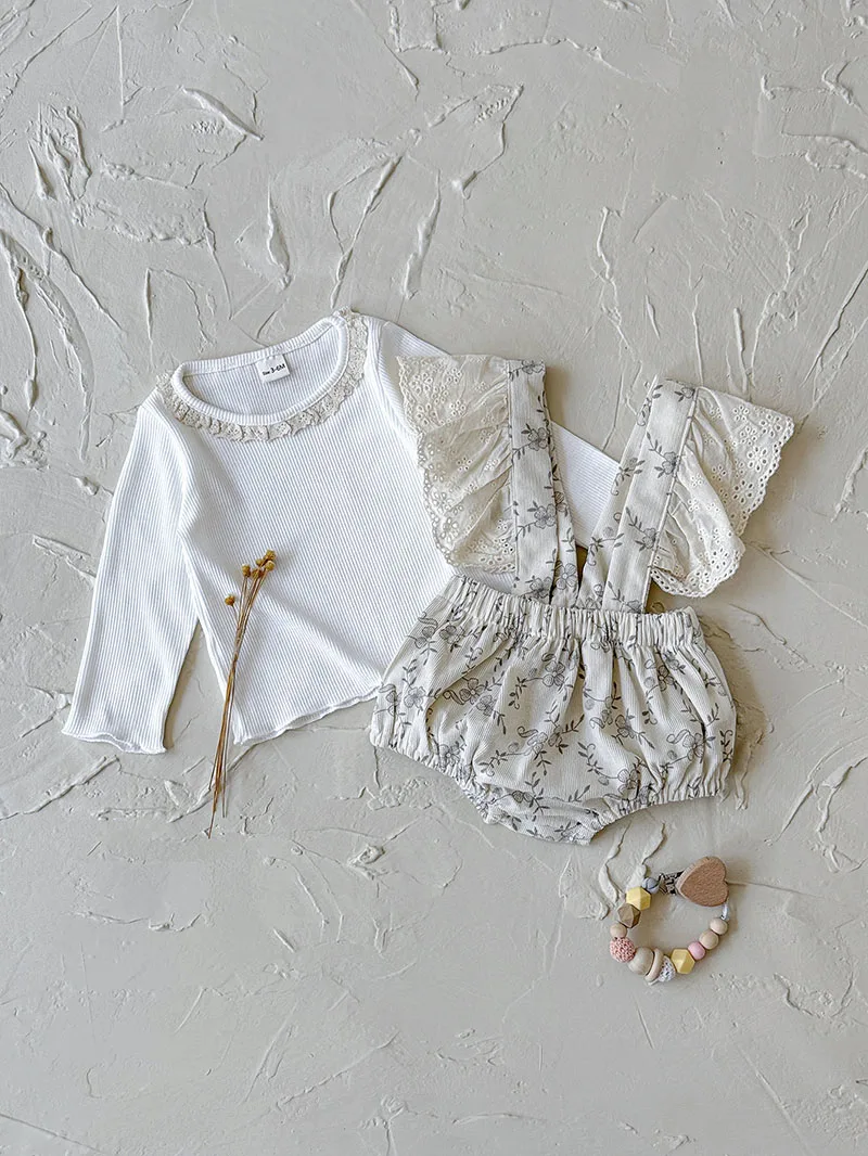 

MILANCEL Autumn Baby Clothes Set 1-18M Sweet Infant Girls Pit Strip Shirts+ Corduroy Flower Overall Loose Korean Toddler Outfit