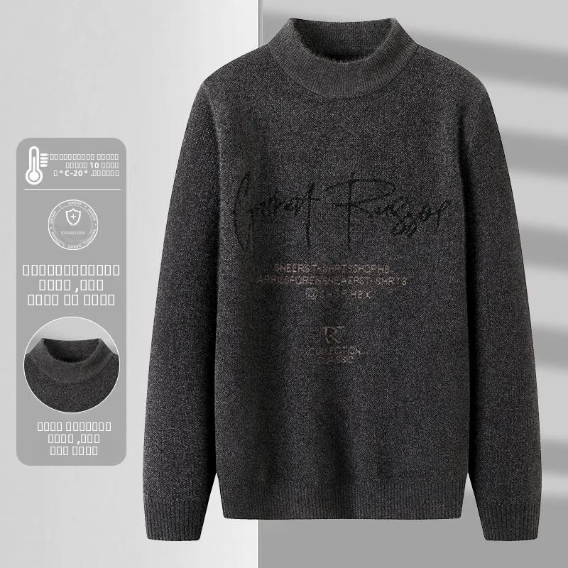 

Comfortable Slim Fit Men's Knitwear Casual f High Collar Long Sve Top for Autumn Winter Season Youth Faion Sle