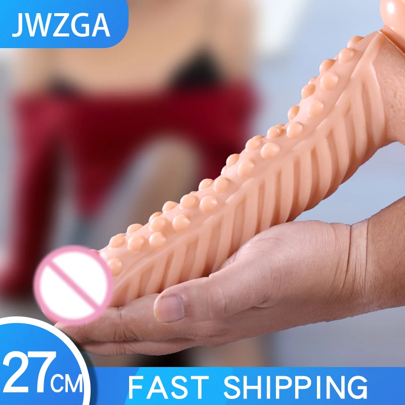 Dildo 10.6 inci XXL realistis besar dengan cangkir hisap kuat konsol seks Penis mainan seks besar untuk wanita Dildo besar 18