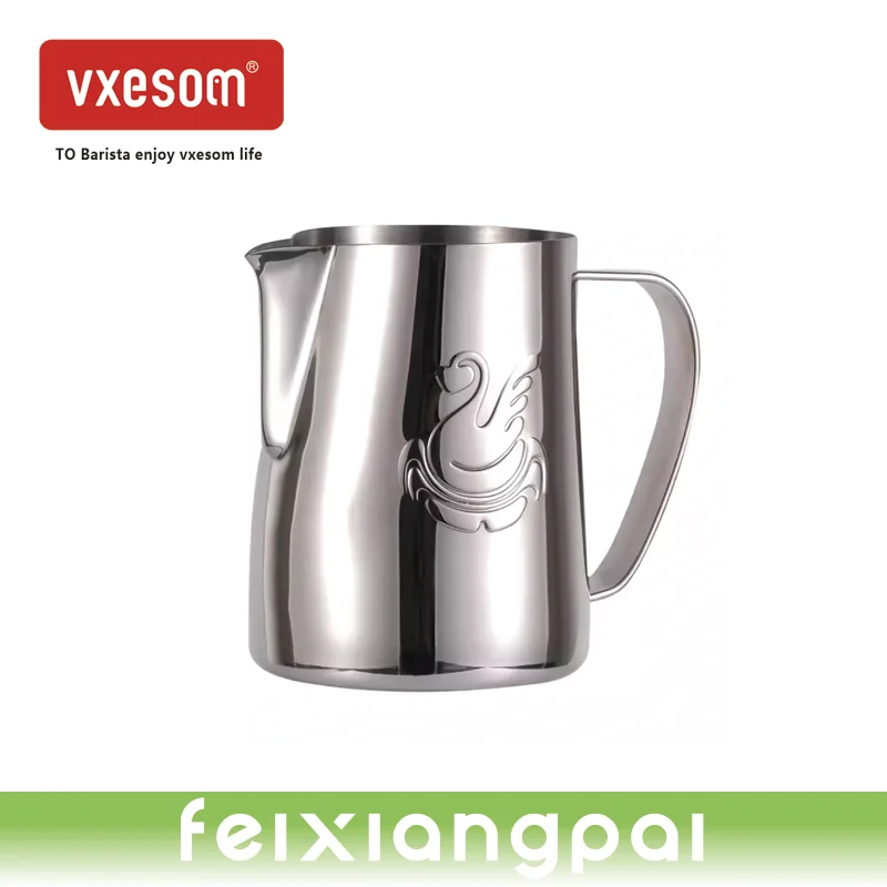 VXESOM Swan flower vat stainless steel coffee flower cup coffee machine matching milk bubble cup fancy pointed cup