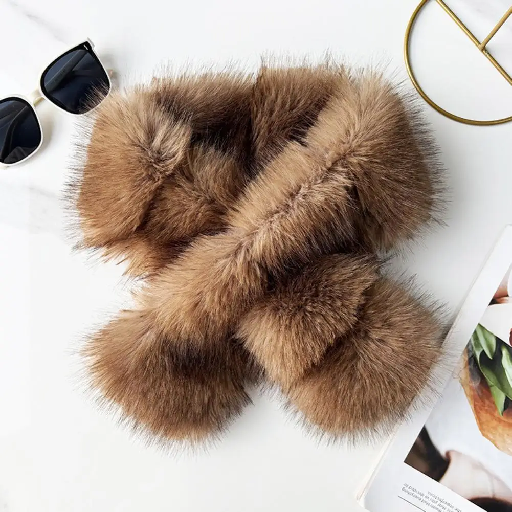 Faux Mink Wrap Scarf for Women Double-Sided Plush Neck Warmer Thick Winter Fur Collar Luxury Soft Wrap Formal Evening Neck Scarf