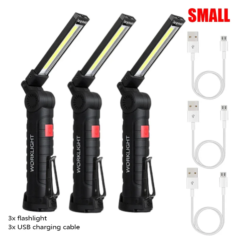 Nieuwe draagbare COB LED-zaklamp USB oplaadbare werklamp Magnetische Lanterna-hanglamp met ingebouwde batterij Campingzaklamp