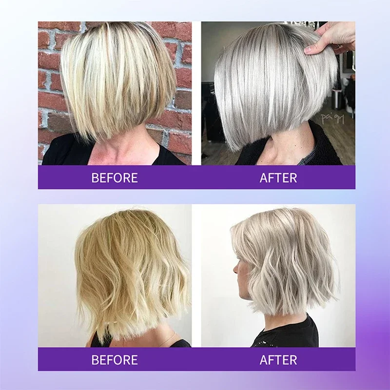 Purple Shampoo Gray Color Fixing Lasting Hair Dye Shampoo Blonde Cover Gray Hair Fade Yellow After Bleach Non-irritating Shampoo