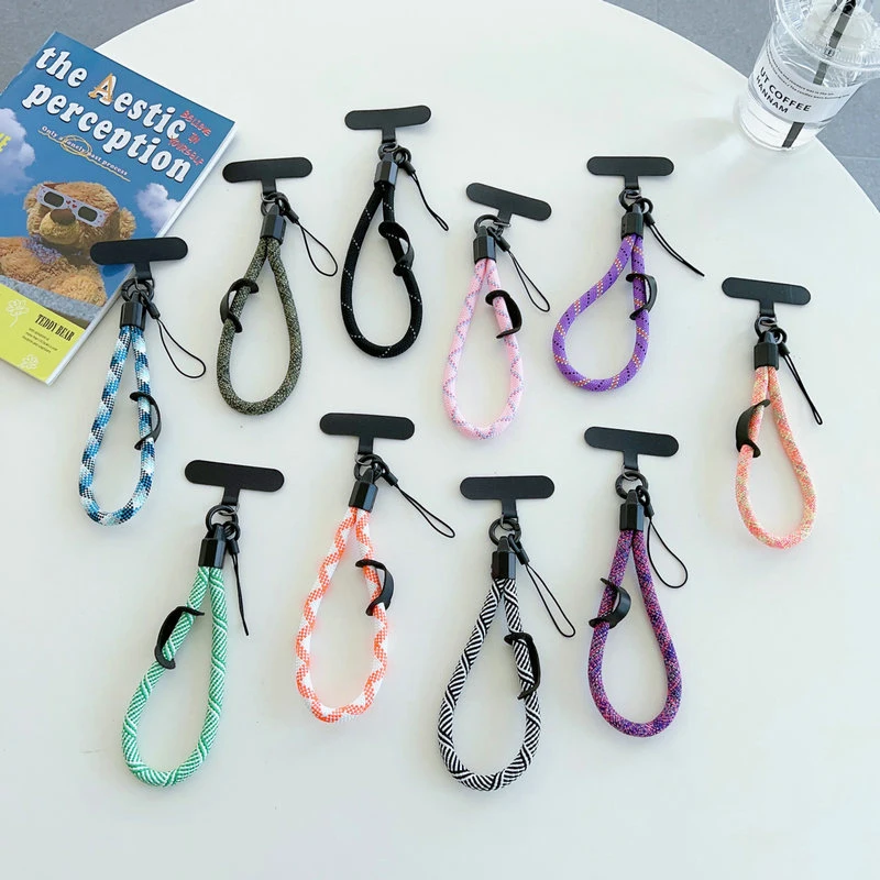 New Woven Mobile Phone Lanyard Wristband Colorful Woven Lanyard Headphones Keys Wallet Colorful Security Wristband