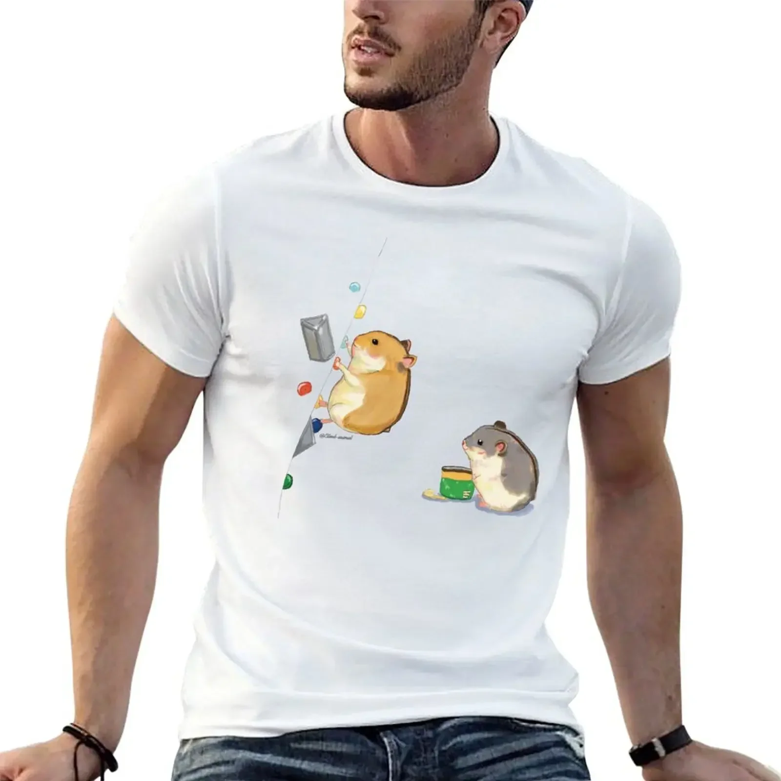 Climber hamster T-Shirt for a boy cotton graphic tees plus size tops mens white t shirts