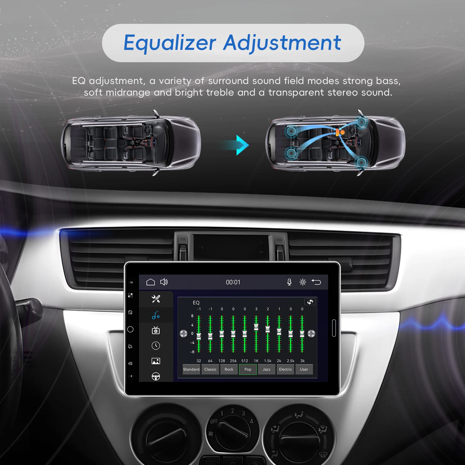 Podofo 1DIN CarPlay Autoradio Android Auto Mirror Link Universelles Auto-MP5-Player FM/AM/RDS Radio Bluetooth USB DVR AUX-IN – Detail 4