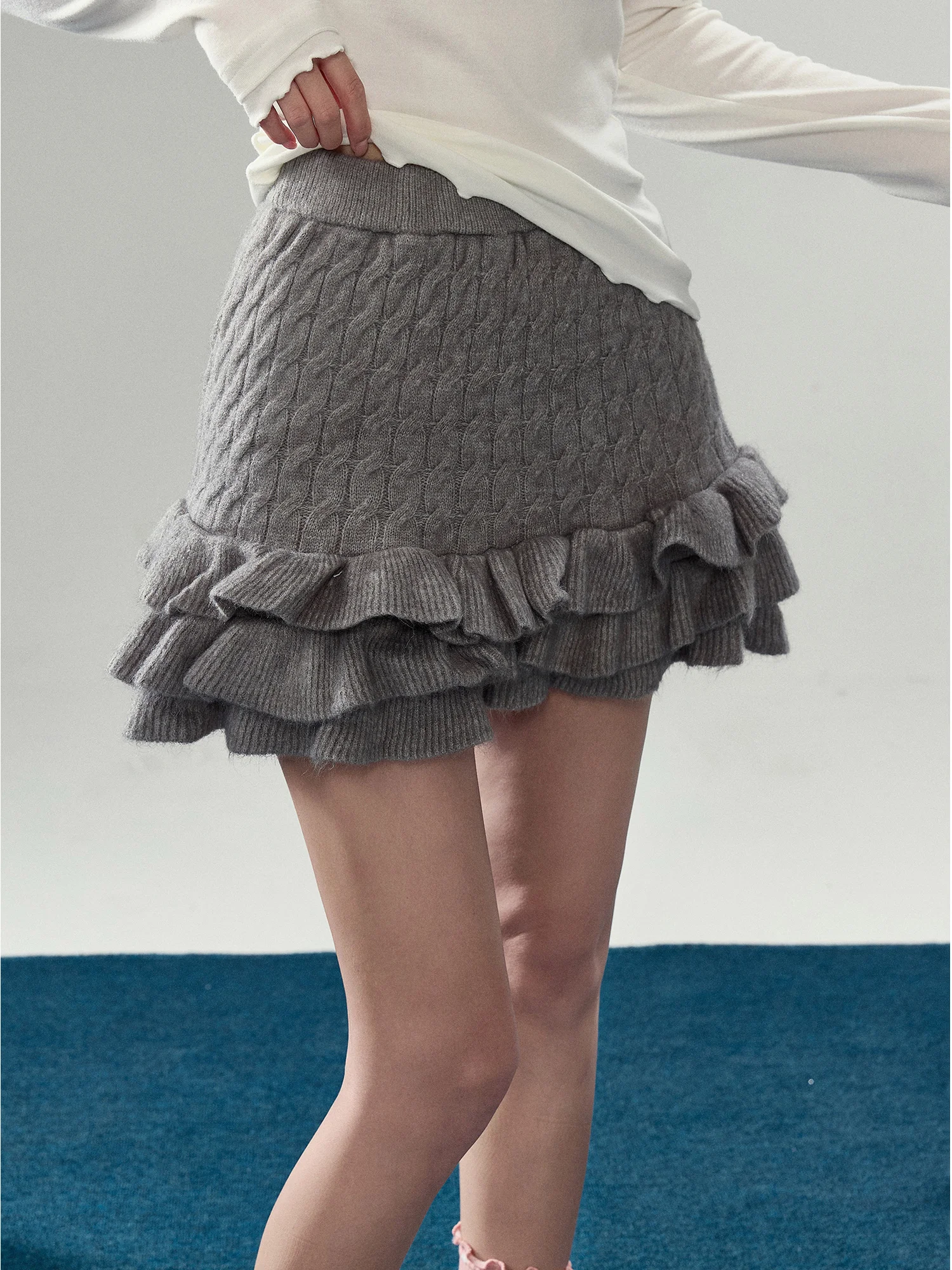 

Swee ey Lace Cake ort Skirt Women's High Waist Knitted A-Line Skirt Casual Sle Fitted Elastic Waist Ciwalk