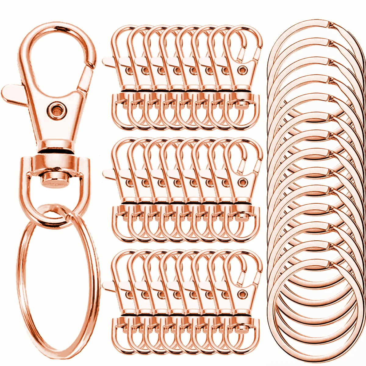 20/40/60/80/100 PCS Sleutelhanger Haak met Sleutelhanger Sleutelhanger Clip Haak met Platte Ring voor Lanyard Sieraden Maken DIY Ambachten