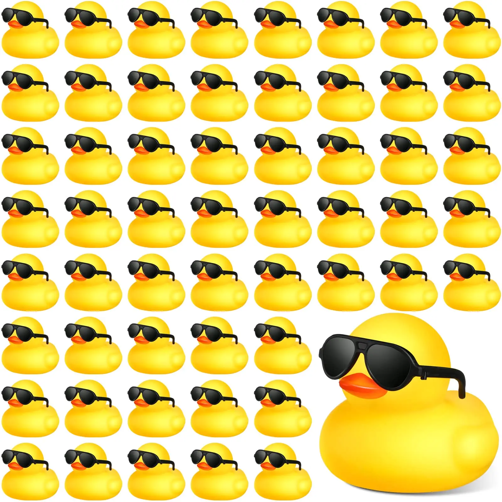 1-100pcs Yellow Mini Rubber Ducks in Bulk with Sunglasses Duck Gifts Mini Bath Ducks Small Duck Float Pool Ducks Bulk Toys