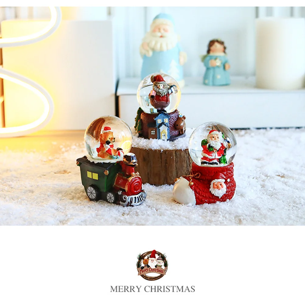 

Resin Hanging Christmas Snow Crystal Ball Desktop Decoration Home Office Rabbit Decor Creative Cartoon Ornament