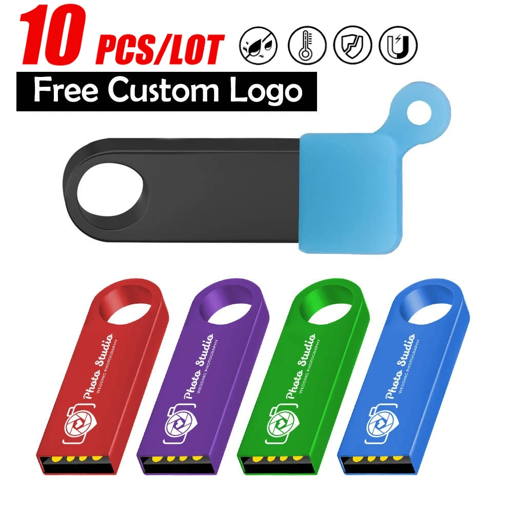 10Pcs Lot Free Custom Logo Ring USB Flash Drive Pen Mini Light Memory Stick 4GB 8GB 16GB 32GB U Disk Wedding Photography Gift