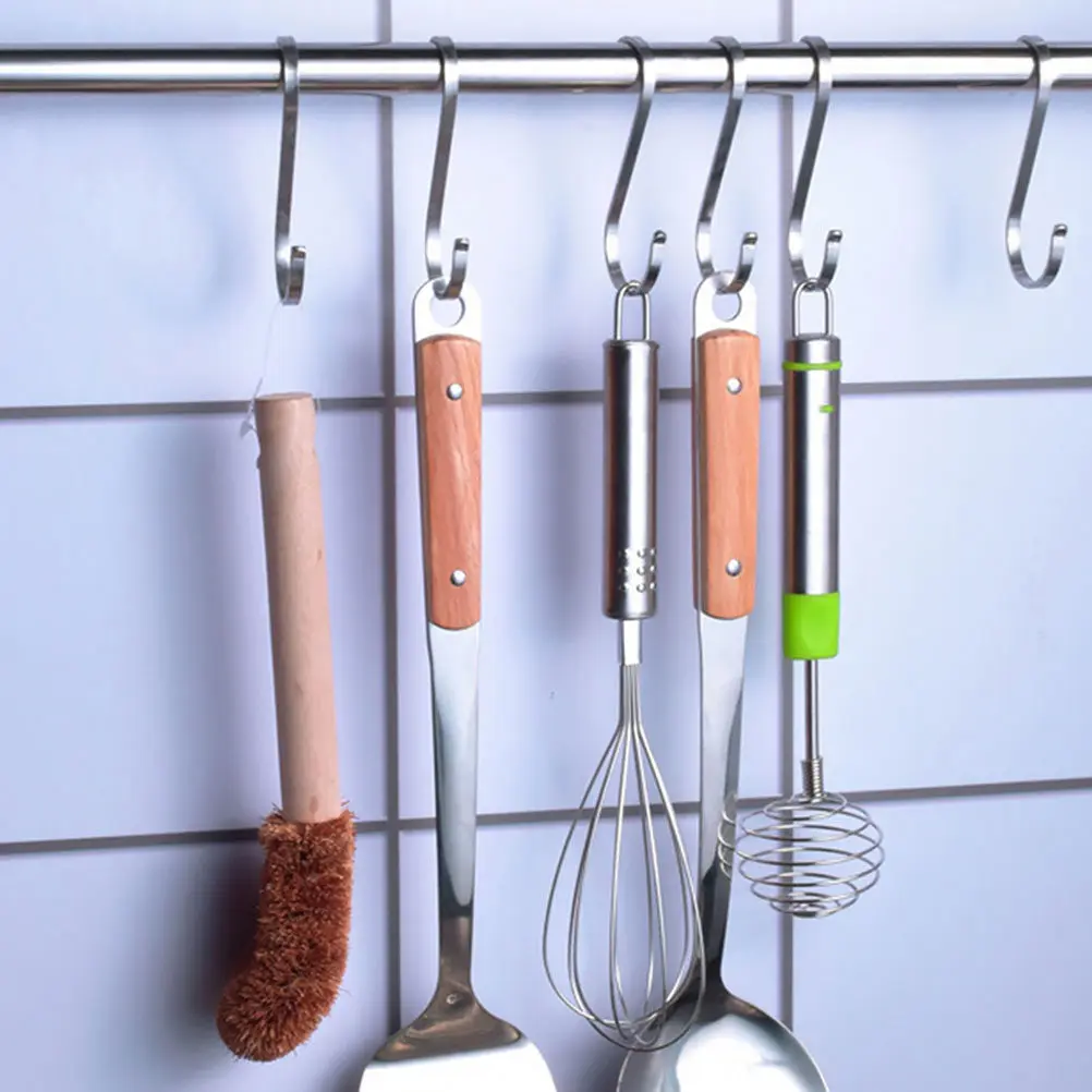 12Pcs Stainless Steel S Shaped Hooks Space Saving No Drill Kitchen Bathroom Hanging Hangers for Cookware Clothes Decor Camping
