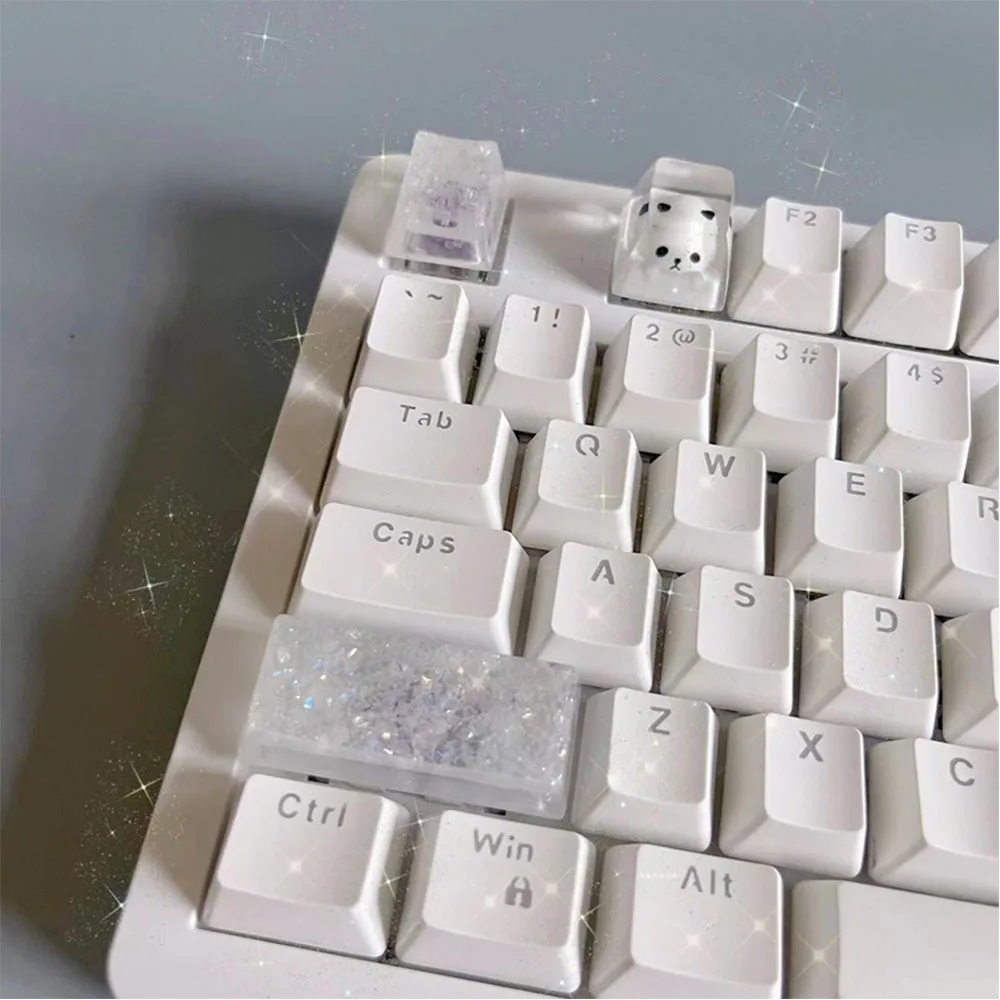 ICE Crystal Backlit Keycaps R4 ESC 2.75U Enter Left Shift 6.25U Spacebar For Cross Axis Switch Mechanical Gaming Keyboard