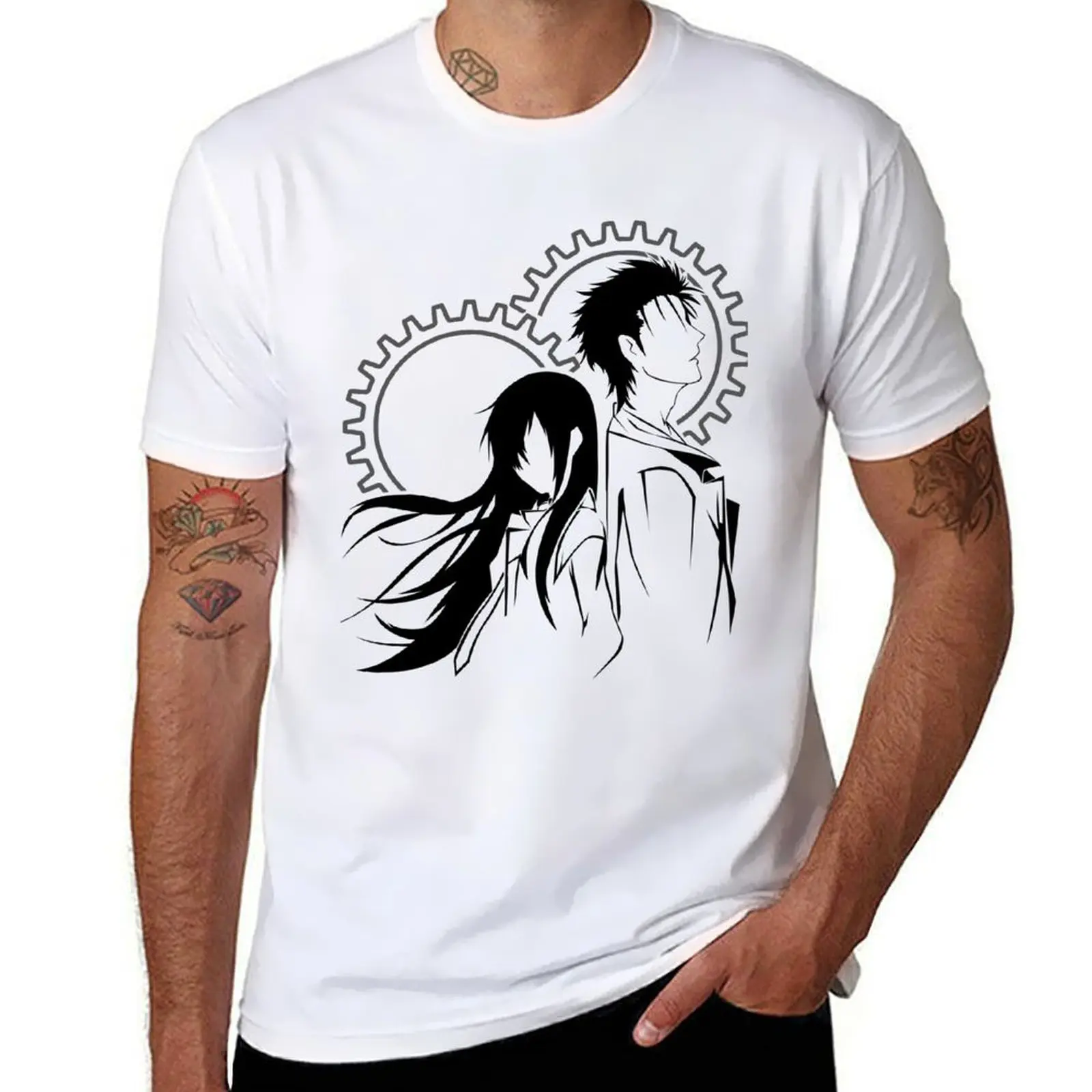 

Okabe and Kurisu T-Shirt man t shirts cotton t shirt man plain T-Shirt