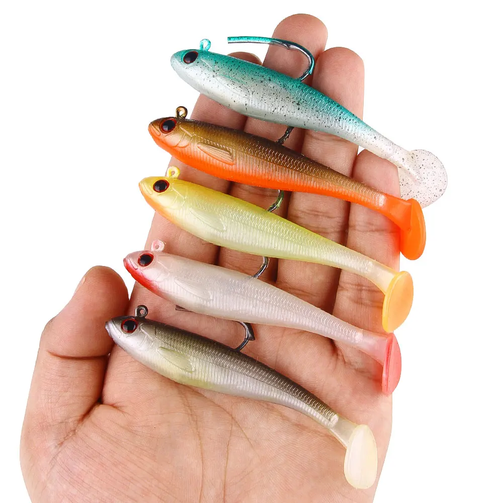 Weiche T Schwanz JIG HEAD Shad Angeln Köder Swimbaits Silikon Köder Pesca Bass Karpfen Zander Süßwasser Salzwasser Kunststoff Angeln