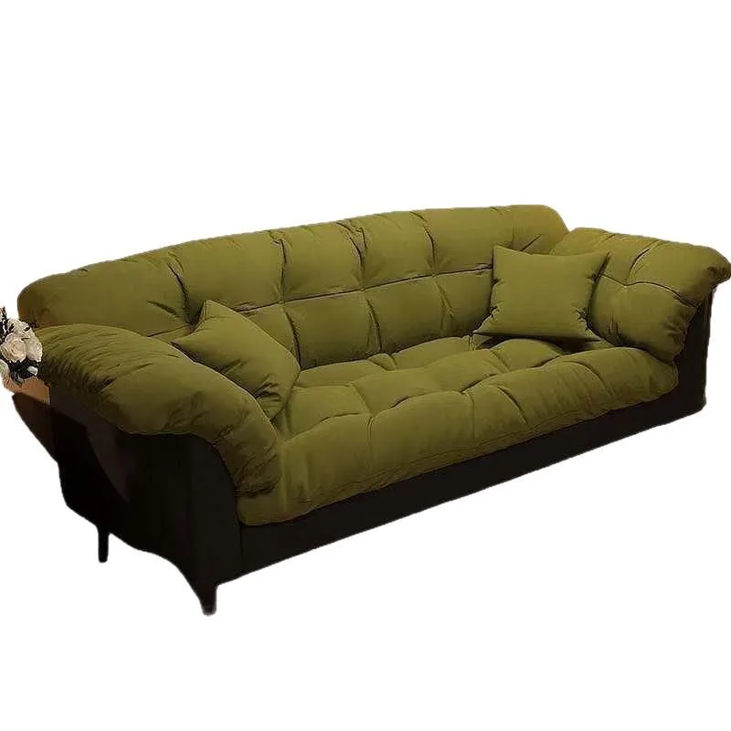 

New fabric sofa living room retro small apartment double rental room bedroom modern simple straight lazy sofa