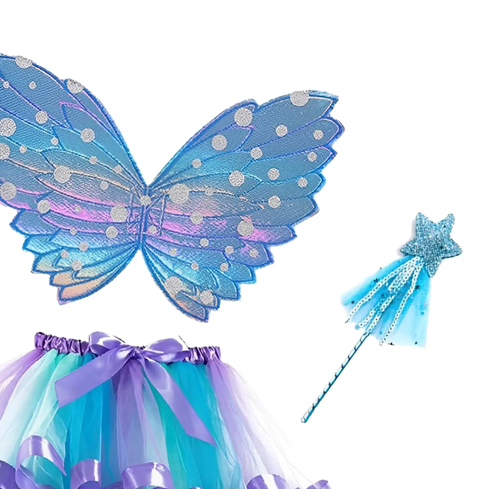 Fairy Costume Set Girls Fancy Dress up Butterfly Fairy Wing Wand Skirt Cosplay