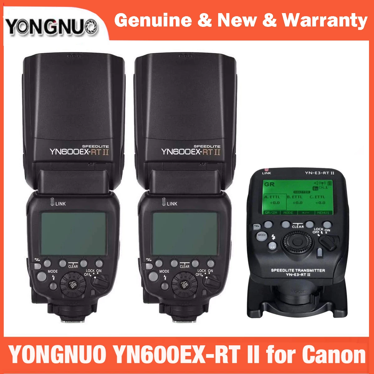 

YONGNUO YN600EX-RT II Auto TTL HSS Flash Speedlite and YN-E3-RT Controller for Canon 6D II 5D Mark II III IV 1DX Mark III EOS R5