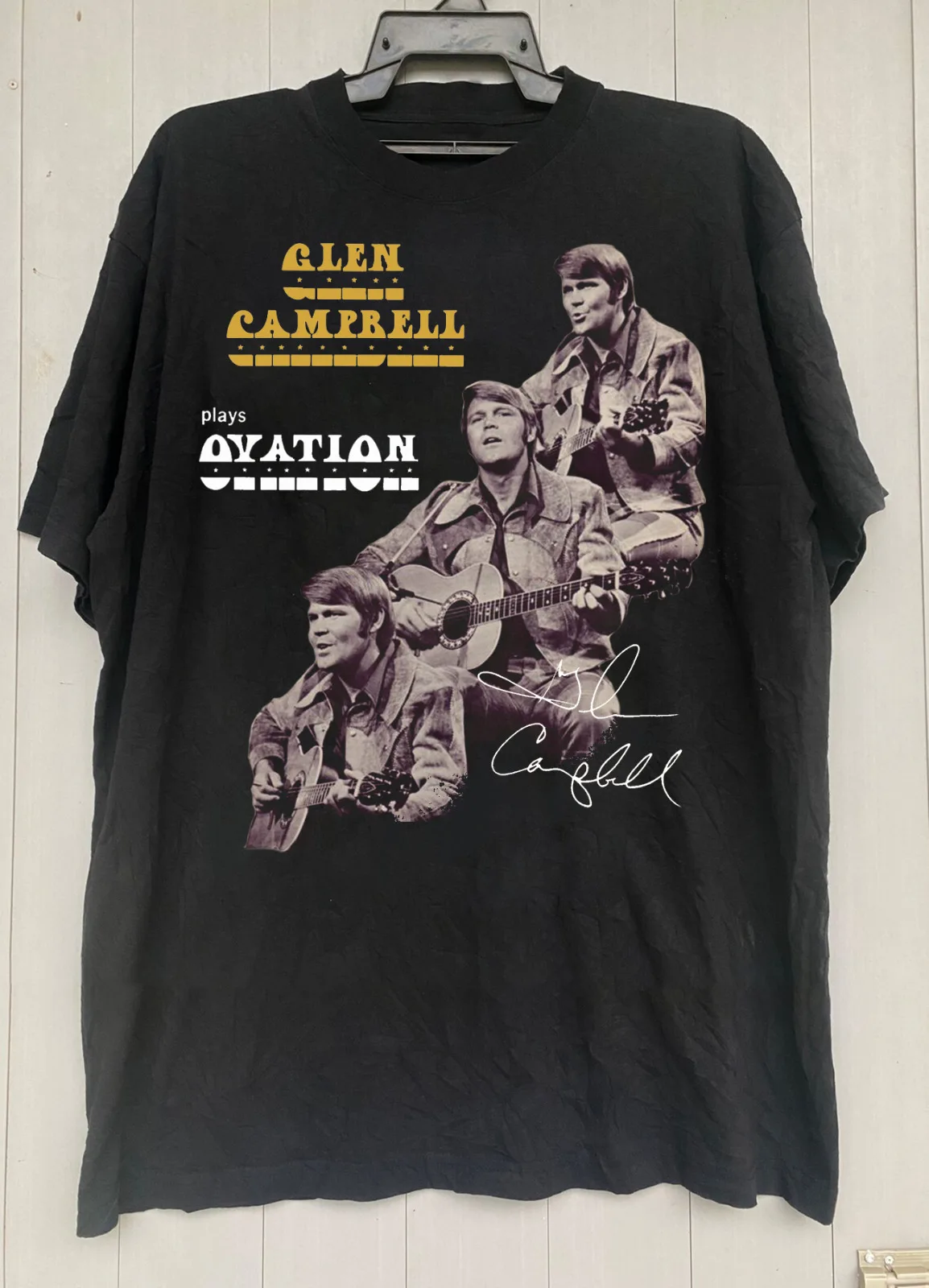 Glen Campbell Play Ovation Signed Unisex T-Shirt Cotton Full Size BO049