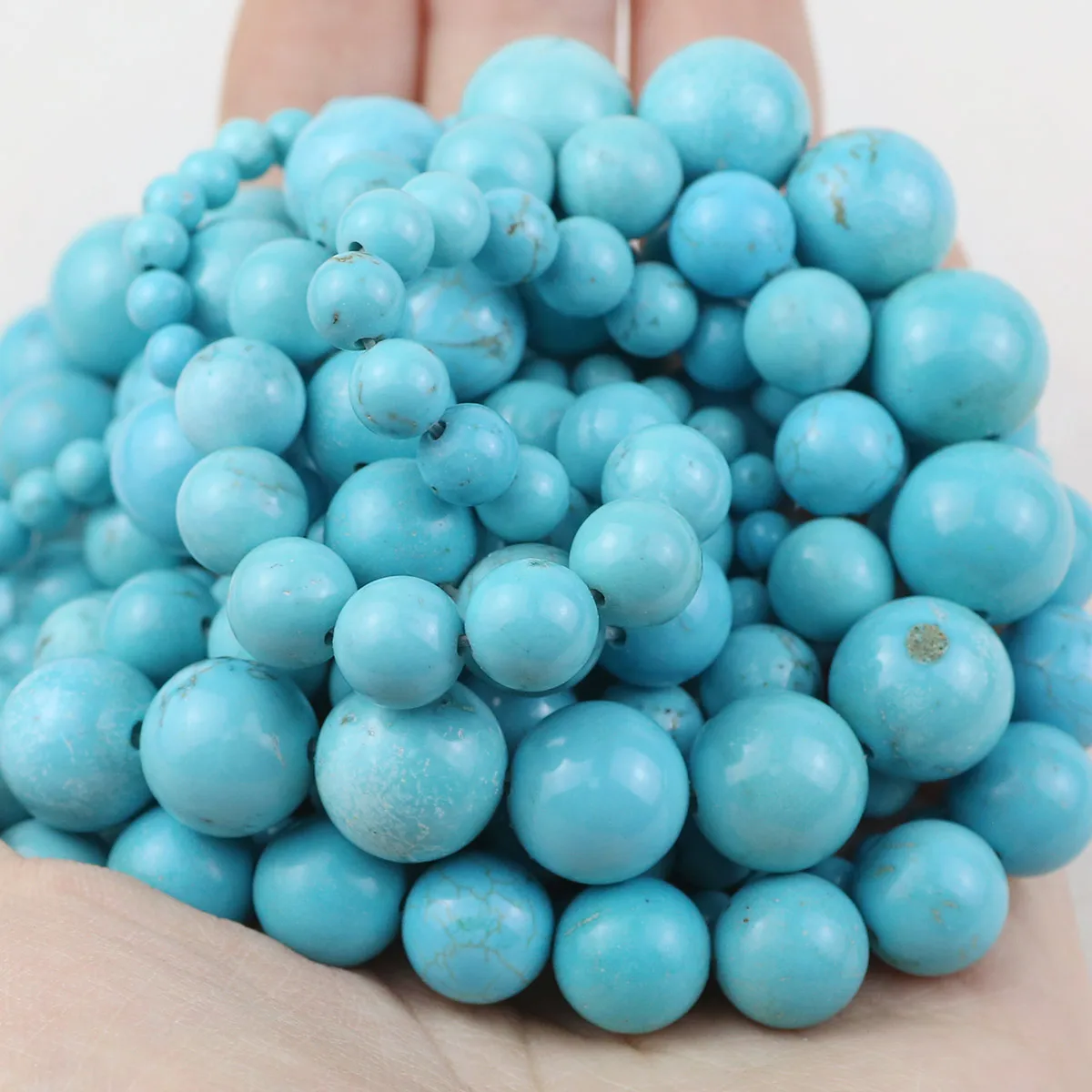 Natural Lake Blue kallaite Stone Bead 4/6/8/10/12mm Round Spacer Loose Beads For Jewelry DIY Women Bracelet Earrings Accessories