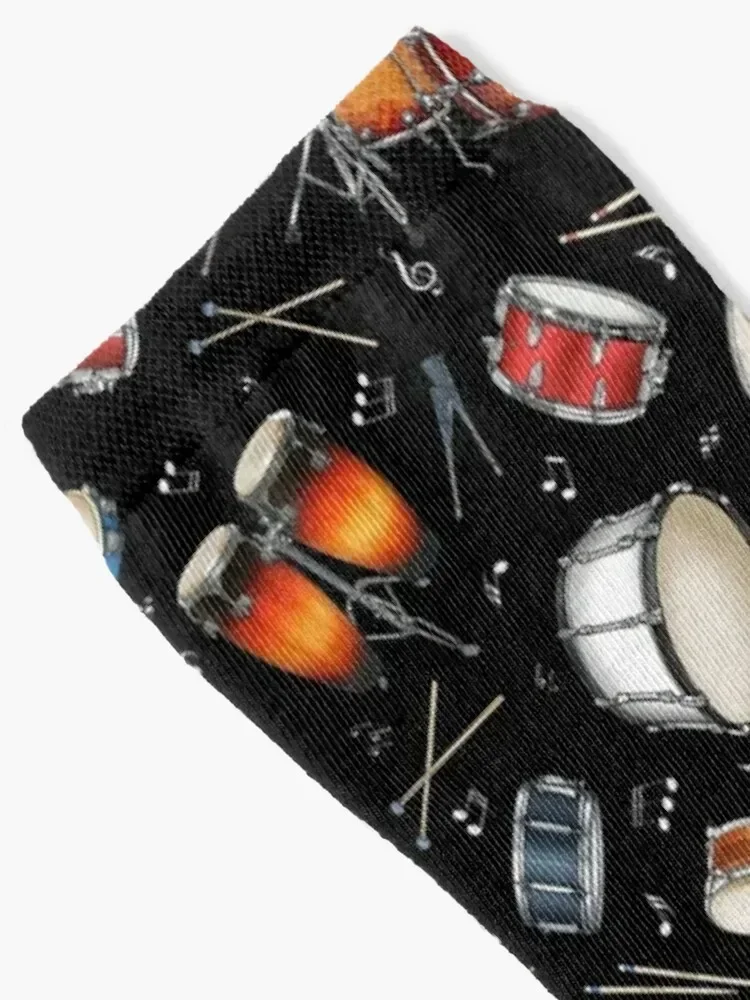 Drums On Black Socks hip hop designer kids gift Socks Woman Men's
