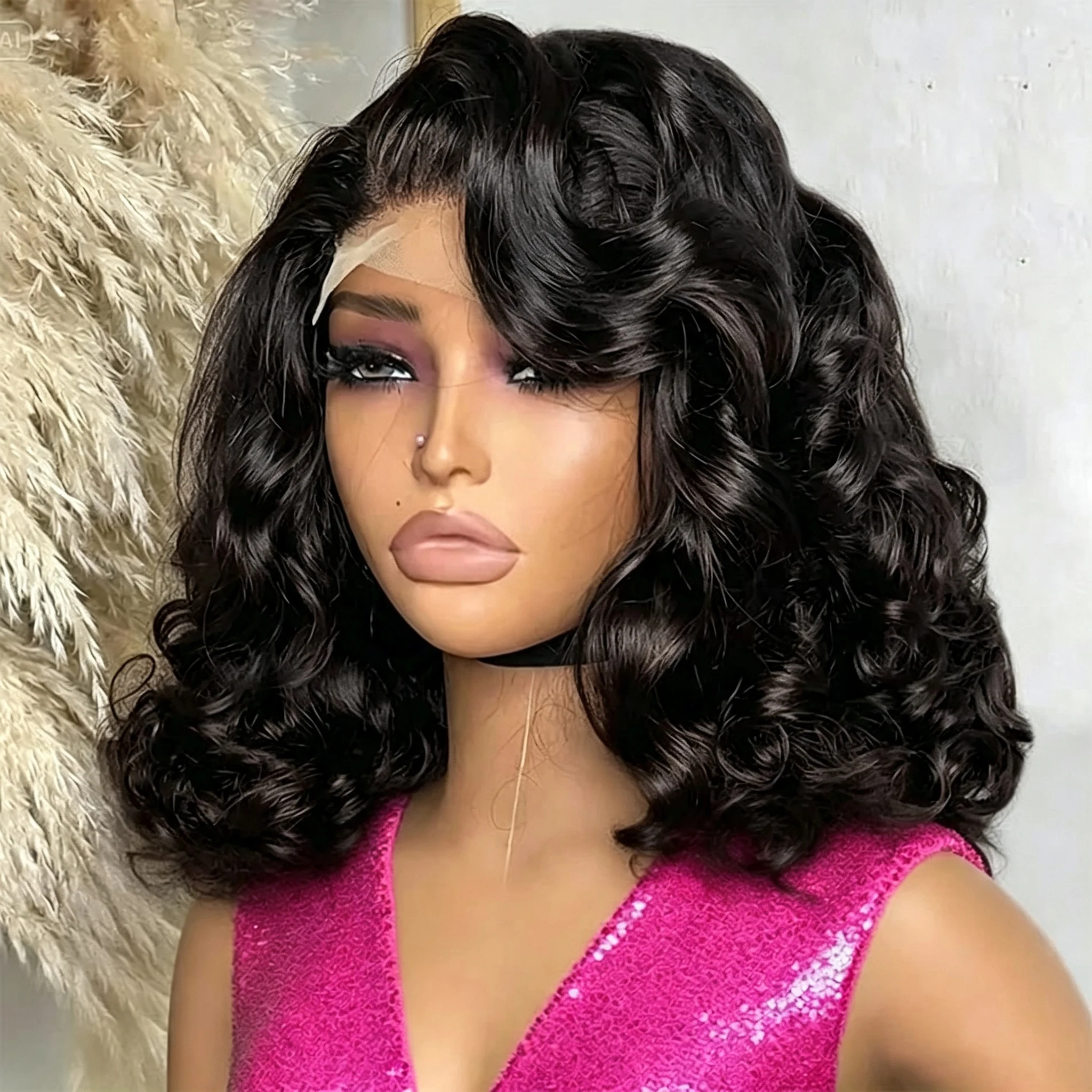 Short Bob Loose Body Wave Wig 13x4 Lace Front Wig 4x4 Closure Bob Wig Brazilian 100% Human Hair 220% Density HD Transparent Lace Beginner Friendly No Shedding No Tangle For Women
