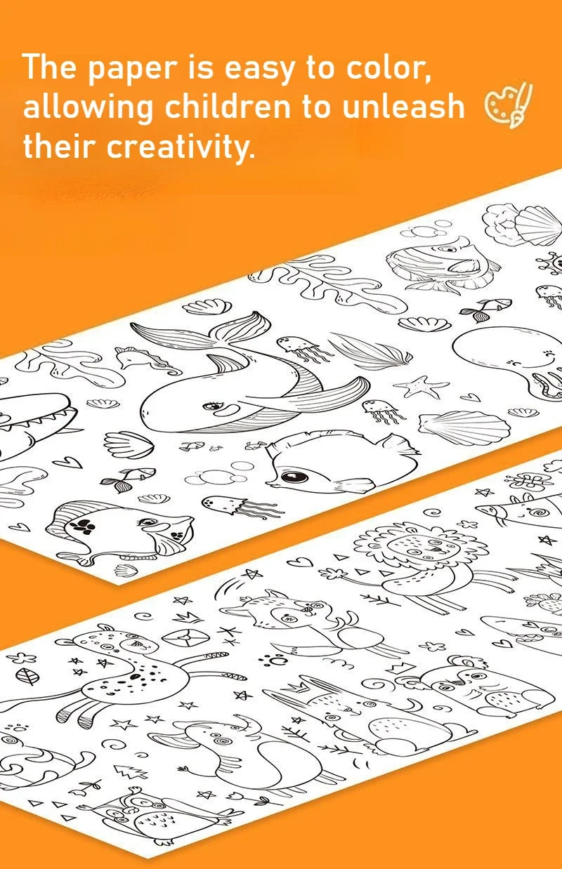 لفة رسم للأطفال من القماش على شكل حيوانات يمكنك صنعها بنفسك لفة ورق تلوين ملونة على الجدران لوحة ورقية للمدرسة التعليمية #4