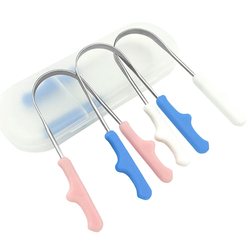 Raspador de lengua de acero inoxidable, cepillo limpiador de lengua Oral, cepillo de dientes de lengua, higiene bucal, 1 unidad