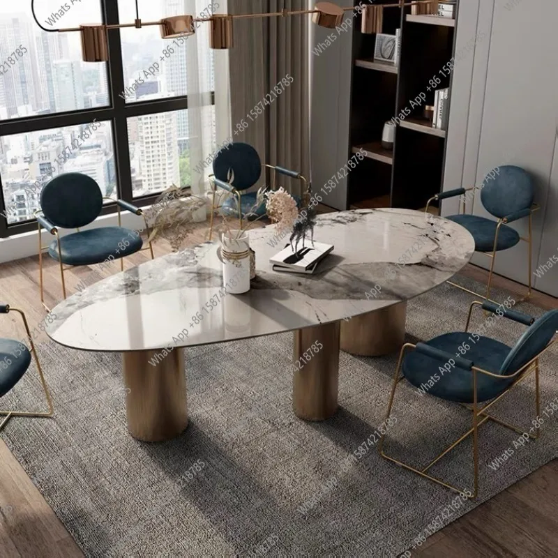 

rock slab dining table, advanced modern simple household, special-shaped designer personalized water drop dining table