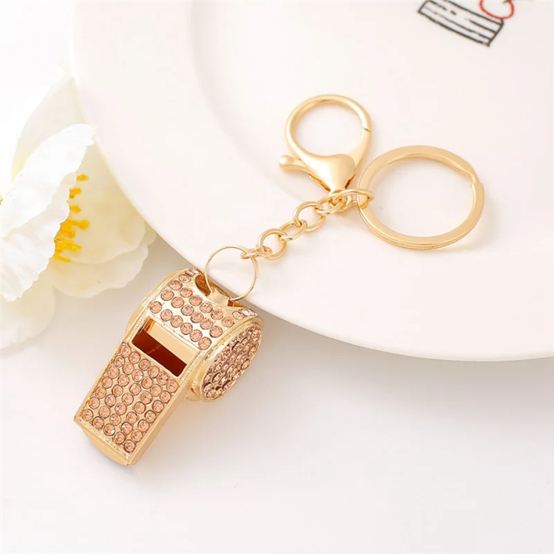 

ABMW-Exquisite Diamond-Encrusted Referee Whistle Key Chain Metal Whistle Key Chain Pendant
