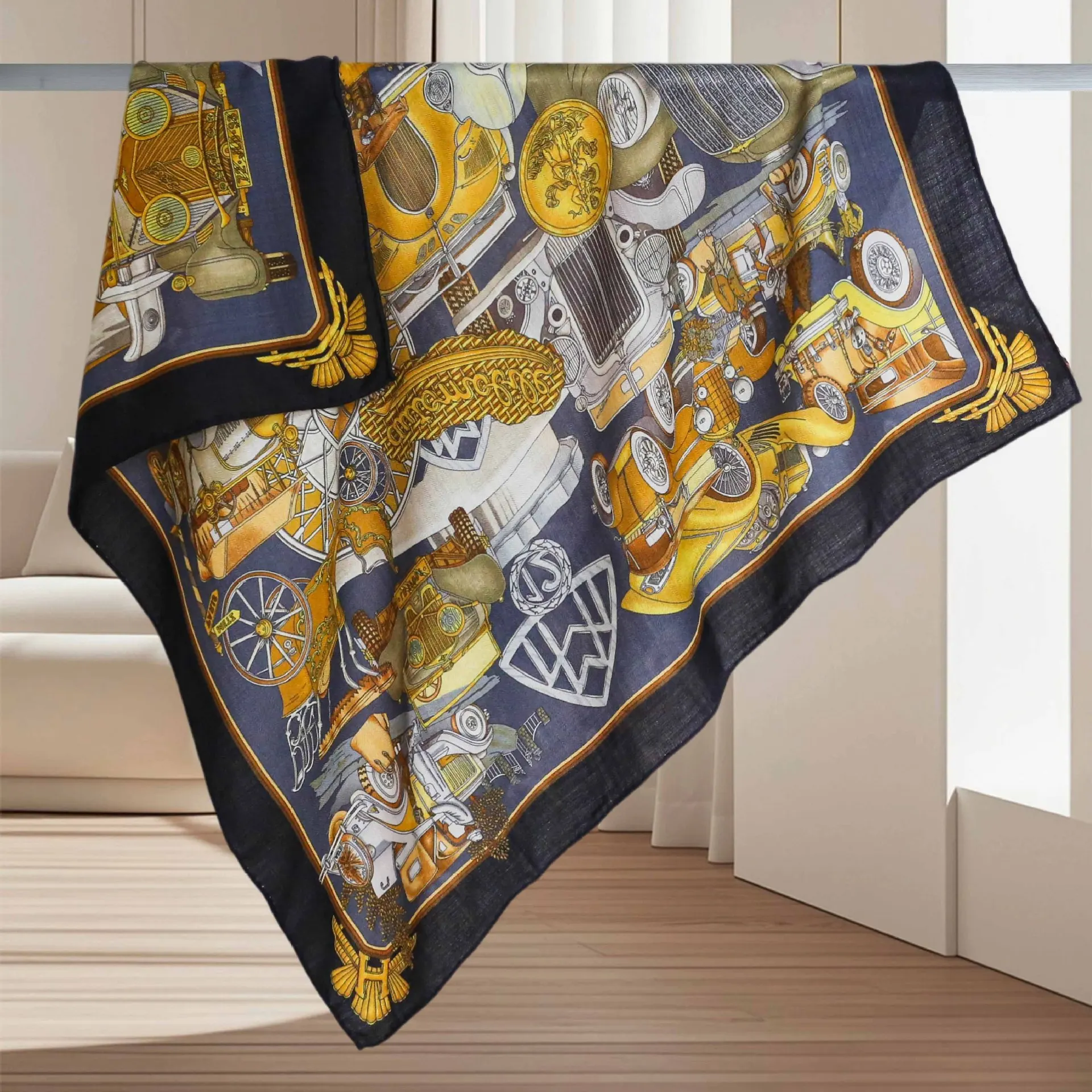 

2 Faced Print Winter Warm Scarf 90CM Hand Rolled Edges Shawls Head Bag Scarves Luxury Christmas Gift Clothing Bag Accessories