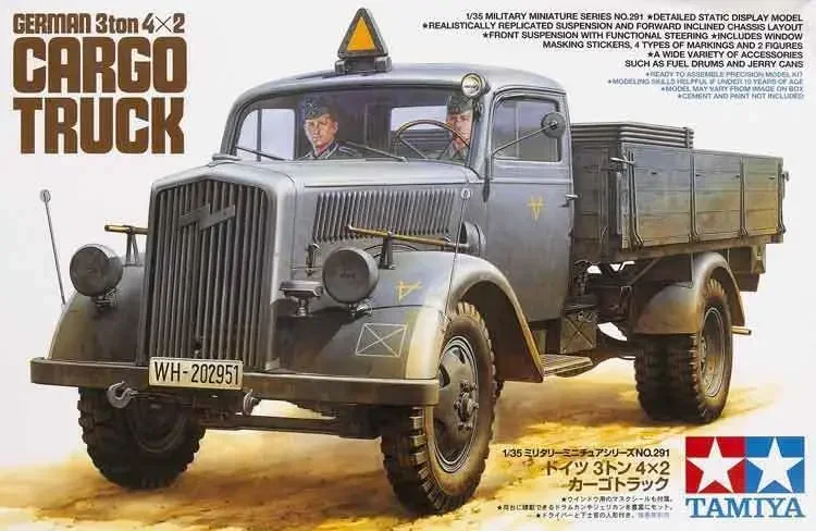 

Tamiya 35291 Комплект масштабной модели 1/35, немецкий грузовой грузовик 3 тонны 4x2 времен Второй мировой войны с 2 фигурками