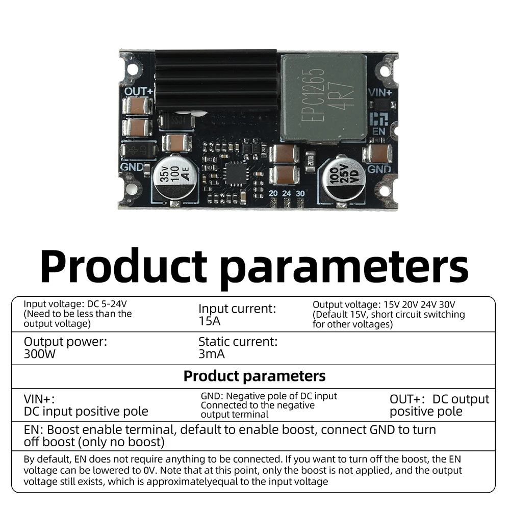 100W/300W 15A DC-DC High-Power Boost Module 5-24V to 15V 20V 24V 30V Power Supply Motherboard 5-60V OUT 12-80V