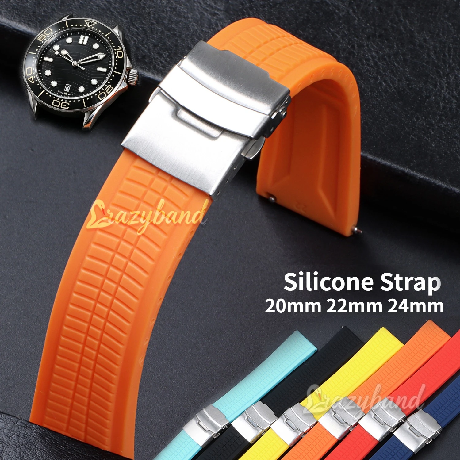 Bracelet en silicone à dégagement rapide 20mm 22mm 24mm pour montres Seiko et Omega – Remplacement universel pour homme et femme, étanche