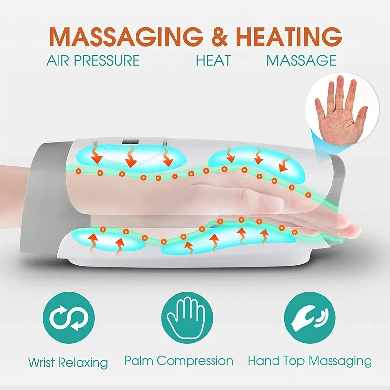 New Electric Massager Heating Finger Massage Muscle Relaxation Therapy Air Compression Care Palm Massage Machine