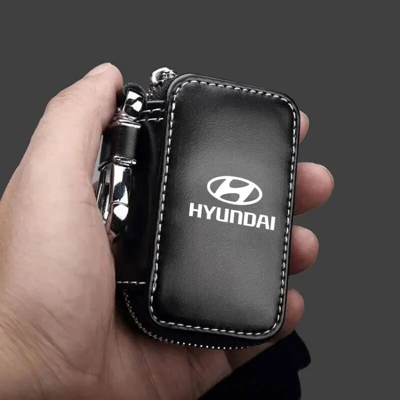 Car Key Protector Bag Holder Key Case Wallet Zipper Bag For hyundai i10 i20 i30 i40 ix35 N line Kona Santafe Sonata Accessories