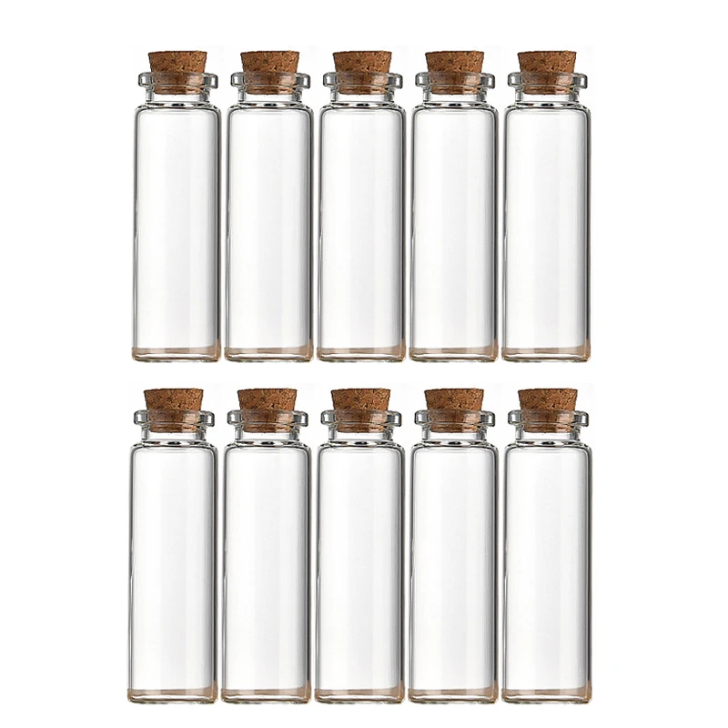 10pcs. 3ml/5ml Transparent Glass Wishing Drift Bottle with Cork Empty Spice Jar Scientific Experiment Handicraft Mixing Capacity