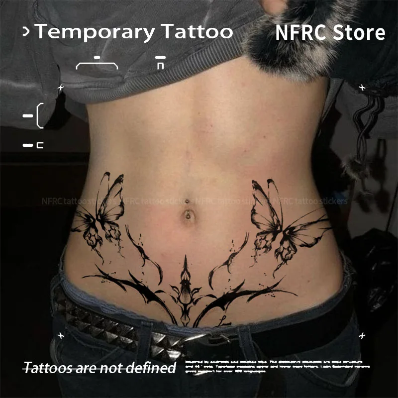 Temporary Tattoos Gothic Butterfly Herbal Juice Tattoo Sticker Fake Cheap Goods Y2k Transfer Tattoos Fancy Toys Hotwife Stickers