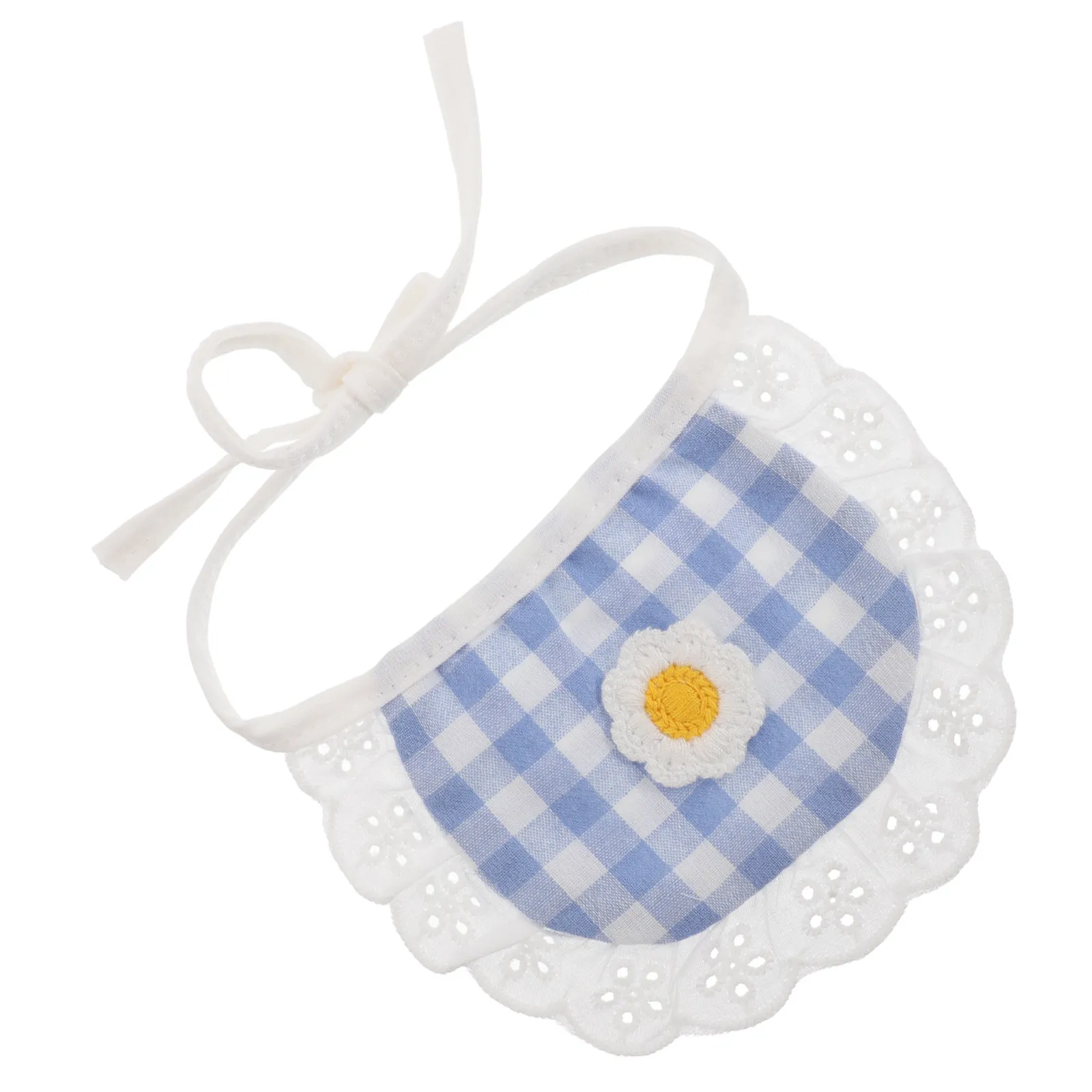 Pet Neckerchief Lace Bandana Bib Cotton Washable Dog Scarf Plaid Flower Pattern Small Dog Cat Drool Bib Puppy Apparel
