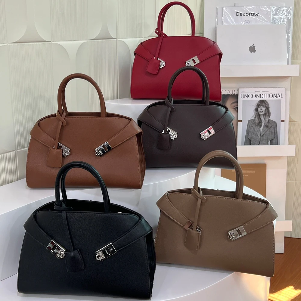 Women New Litchi Texture Handbag Minimalist Large Capacity Tote Purse Versatile Daily Commuter Shoulder Bag Multi-way Crossbody