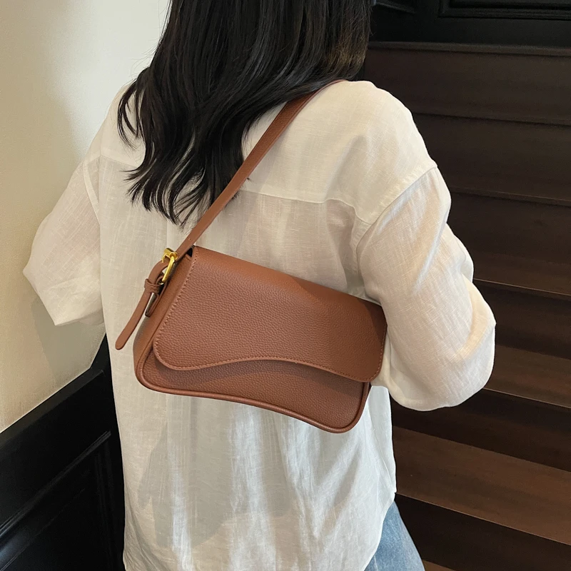

New Simple Casual Versatile Women's PU Leather Single Shoulder Crossbody Flip Bag Fashion Trendy Commuting Storage Bags