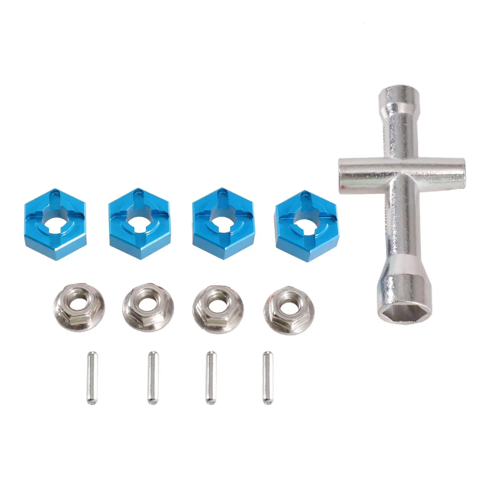 4 Pieces 12mm Aluminum RC Wheel Hub Adapter Replacement Aluminum Wheel Hexagonal Hub with Pins Fit